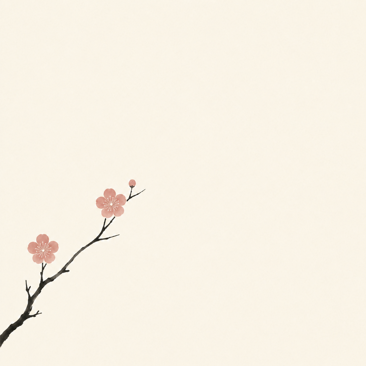 A quiet plum branch in ink and blush